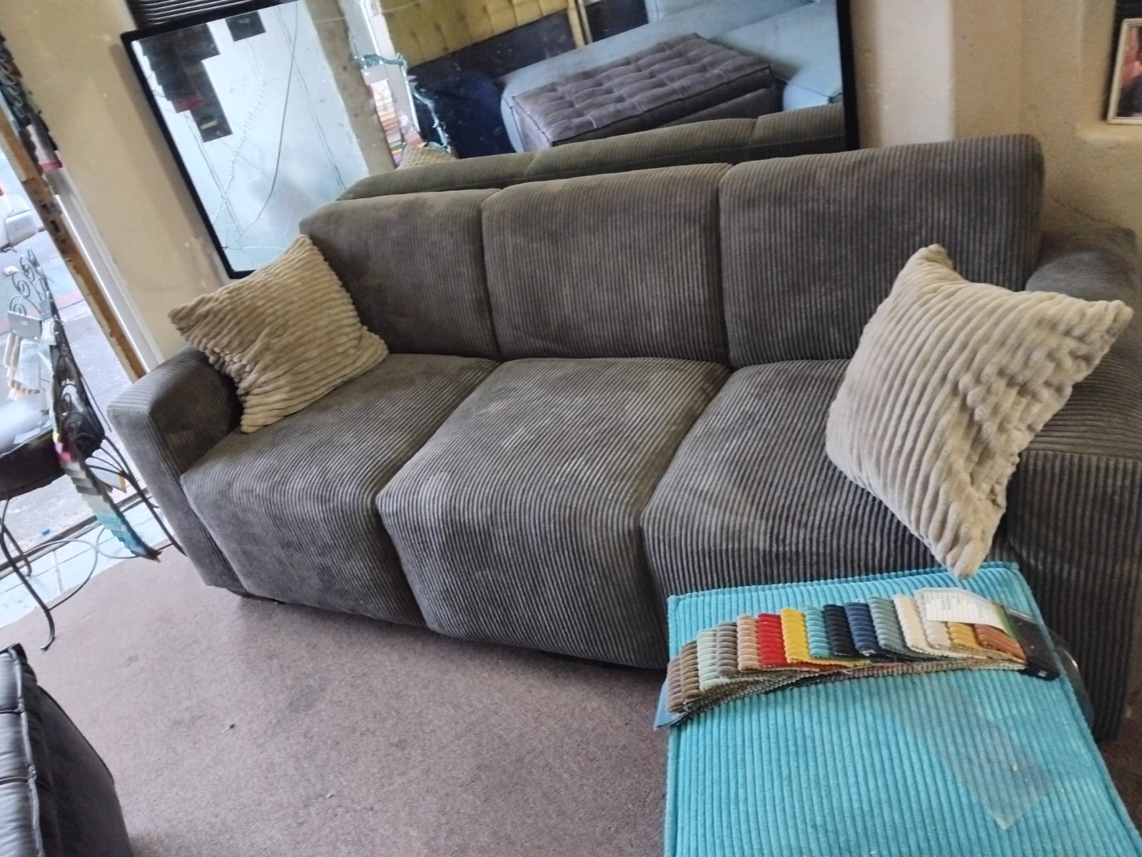 Modern Gray Corduroy Sofa