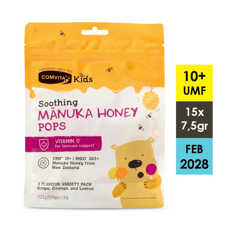 Comvita Kids Manuka Honey Soothing Pops UMF 10+ MGO 263+ 15 Pops x 7.5gr