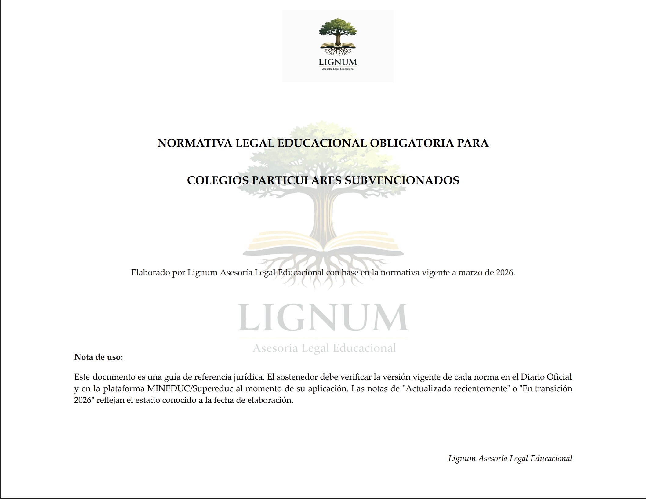 Normativa legal obligatoria para establecimientos particulares subvencionados 