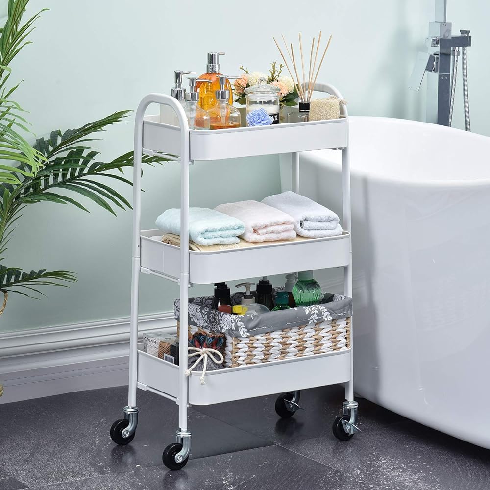 Étagère roulante à trois niveaux