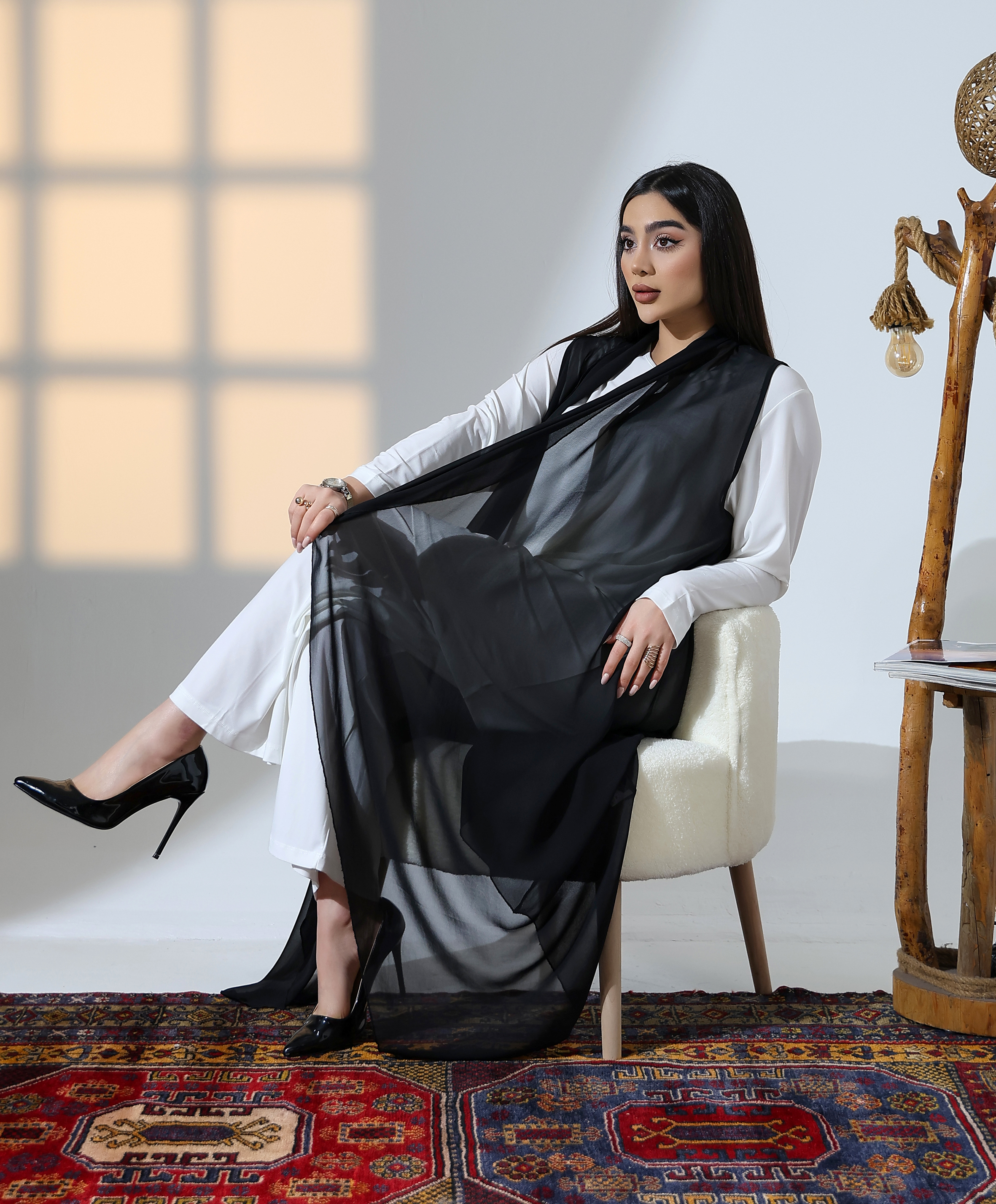 Şal Yaka Uzun Yelek - Toptan