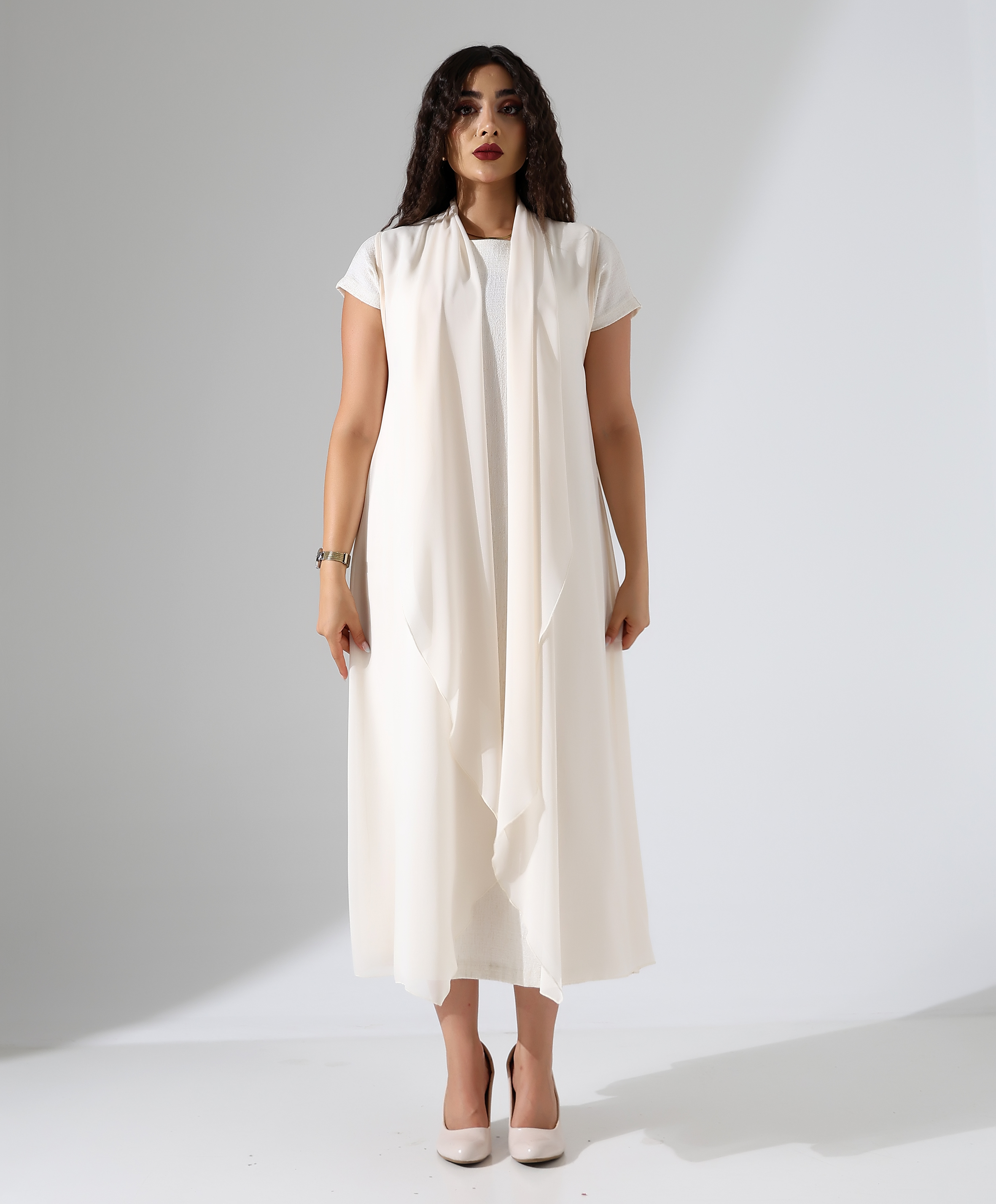 Şal Yaka Uzun Yelek - Toptan