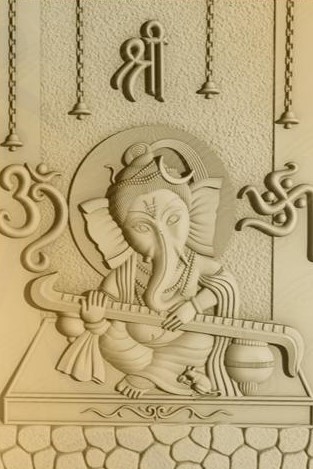 3D Ganesha Decorative Wall Panel Stone Mural