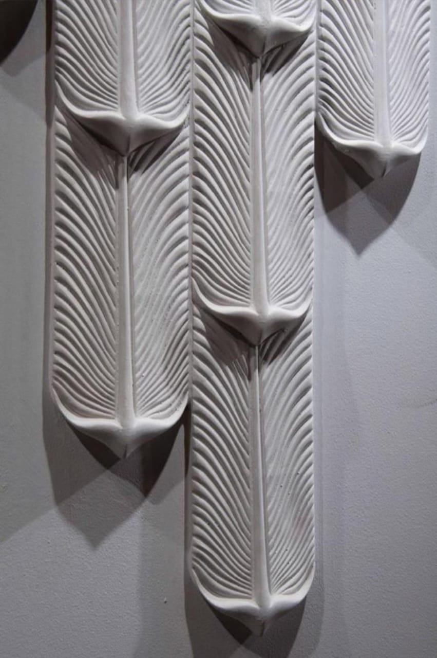 Ceramic Feather Wall Art Stone Wall Panel