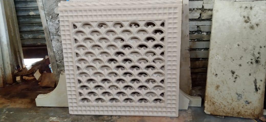 Intricately Designed Lattice Stone Jali
