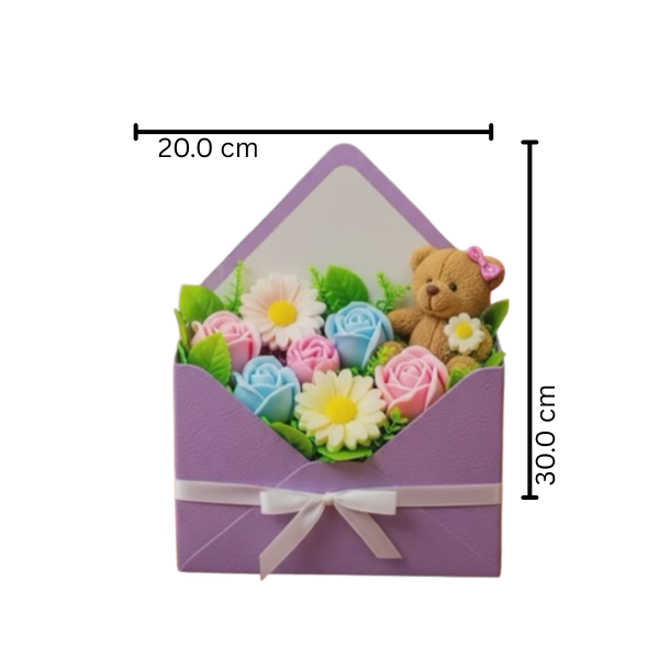 Jabón para regalo con sobre y flor artesanales (7 pza)