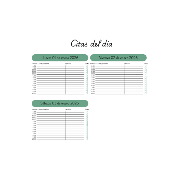Agenda de citas digital verde