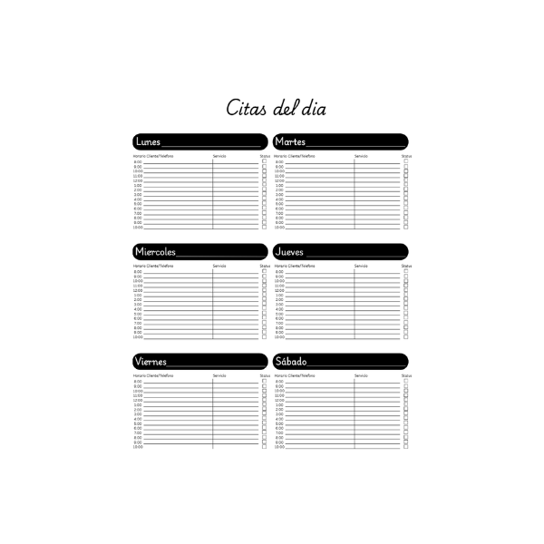 Agenda de citas digital negro