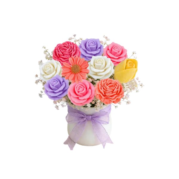 Centros de mesa de jabones con flores para fiestas de todo tipo (10 pza)