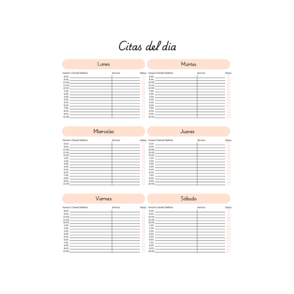 Agenda de citas digital rosa