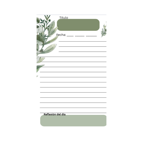 Diario personal digital verde