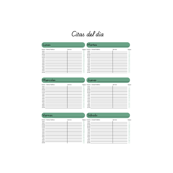 Agenda de citas digital verde