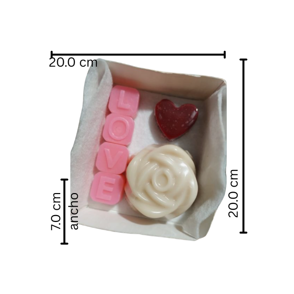 Caja de Jabones para regalo decorativo en forma de flor, corazón y letras artesanal (6 pza)