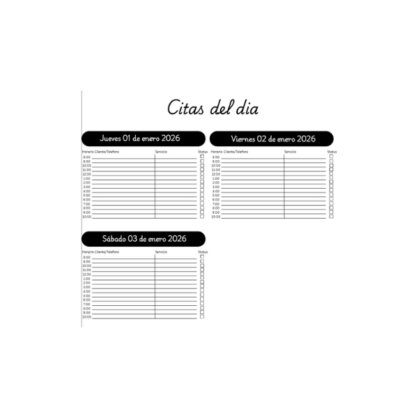 Agenda de citas digital negro