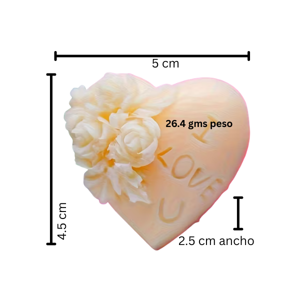 Jabón para recuerdo para boda en forma de corazón con flores (1pza)