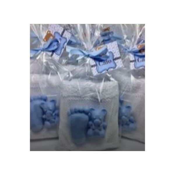 Jabón de regalo para baby shower o fiesta con toalla de baño para niño o niña (3 pza)