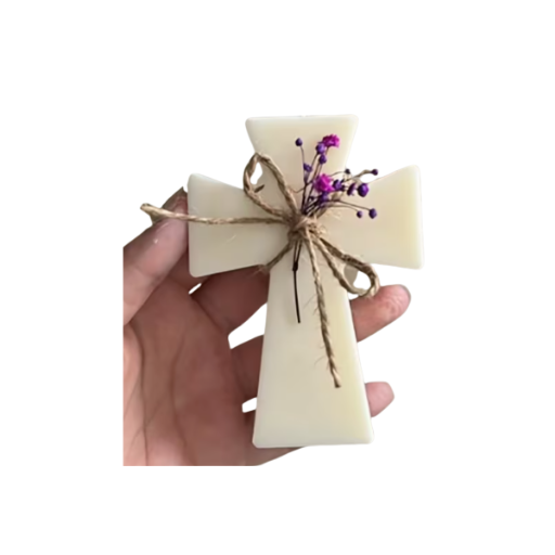 Jabón para recuerdo de primera comunión o bautizo en forma de cruz para niña o niño (1pza)
