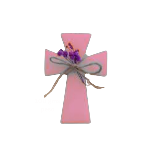 Jabón para recuerdo de primera comunión o bautizo en forma de cruz para niña o niño (1pza)