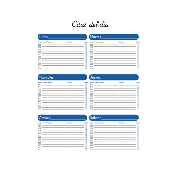 Agenda de citas digital azul