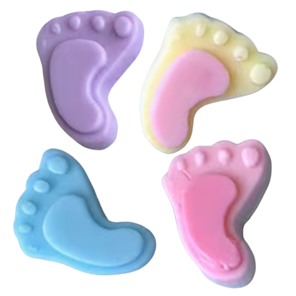 Jabón para recuerdo en forma de pie chiquito para baby shower o bautizo, para niño o niña (1pza)