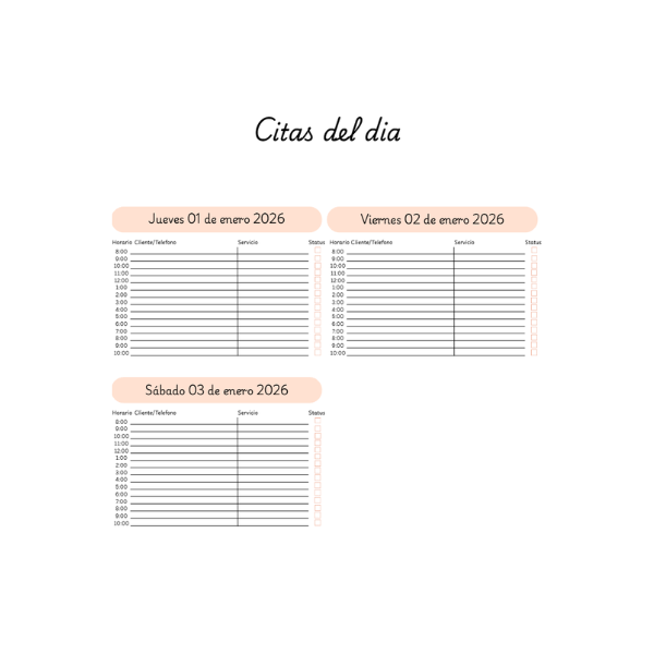 Agenda de citas digital rosa