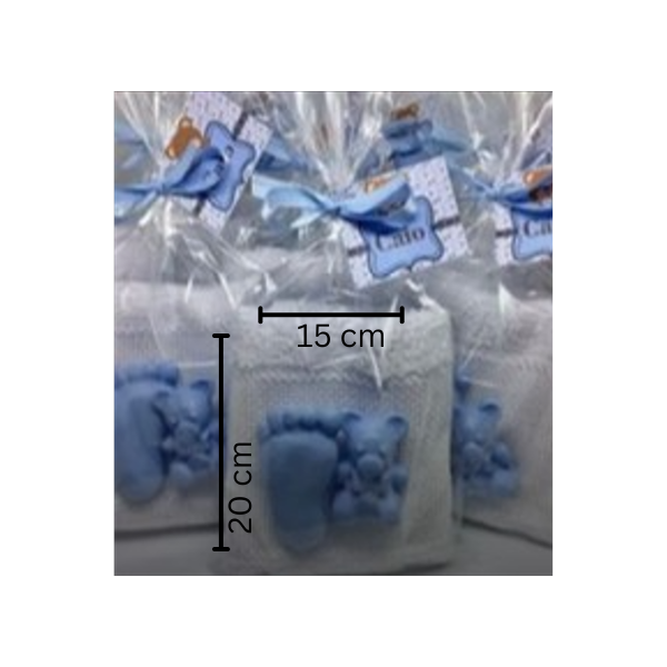 Jabón de regalo para baby shower o fiesta con toalla de baño para niño o niña (3 pza)