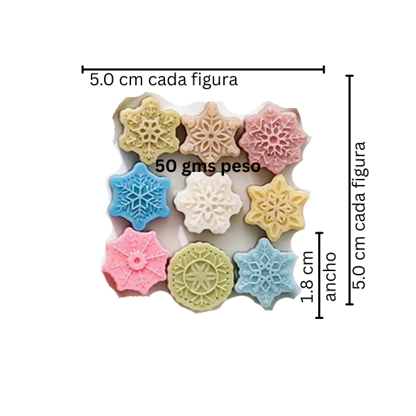 Jabón copos de nieve decorativo o para regalo artesanal (1 pza)