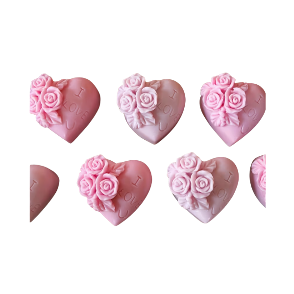 Jabón para recuerdo para boda en forma de corazón con flores (1pza)