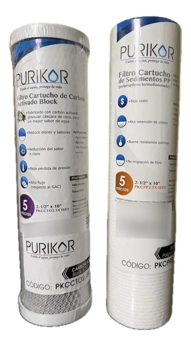 2 Cartuchos Para Purificador Agua Grival Purikor Evans Blanco