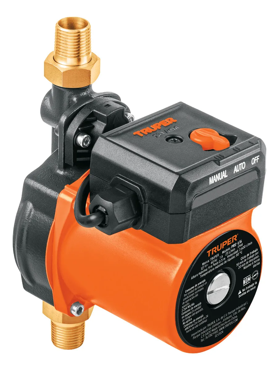 Bomba Presurizadora Compacta de 1/6 Hp 125 W 25 l/min Truper PRE-1/6