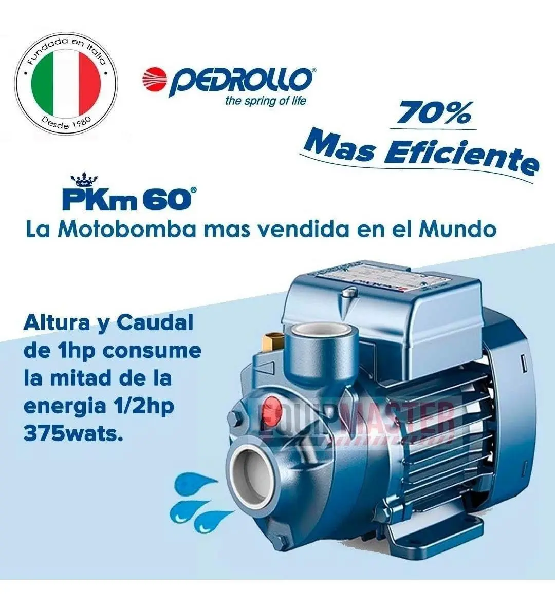 Electrobomba Pedrollo Pkm60 1 X1 1/2hp Presion Max: 40mt