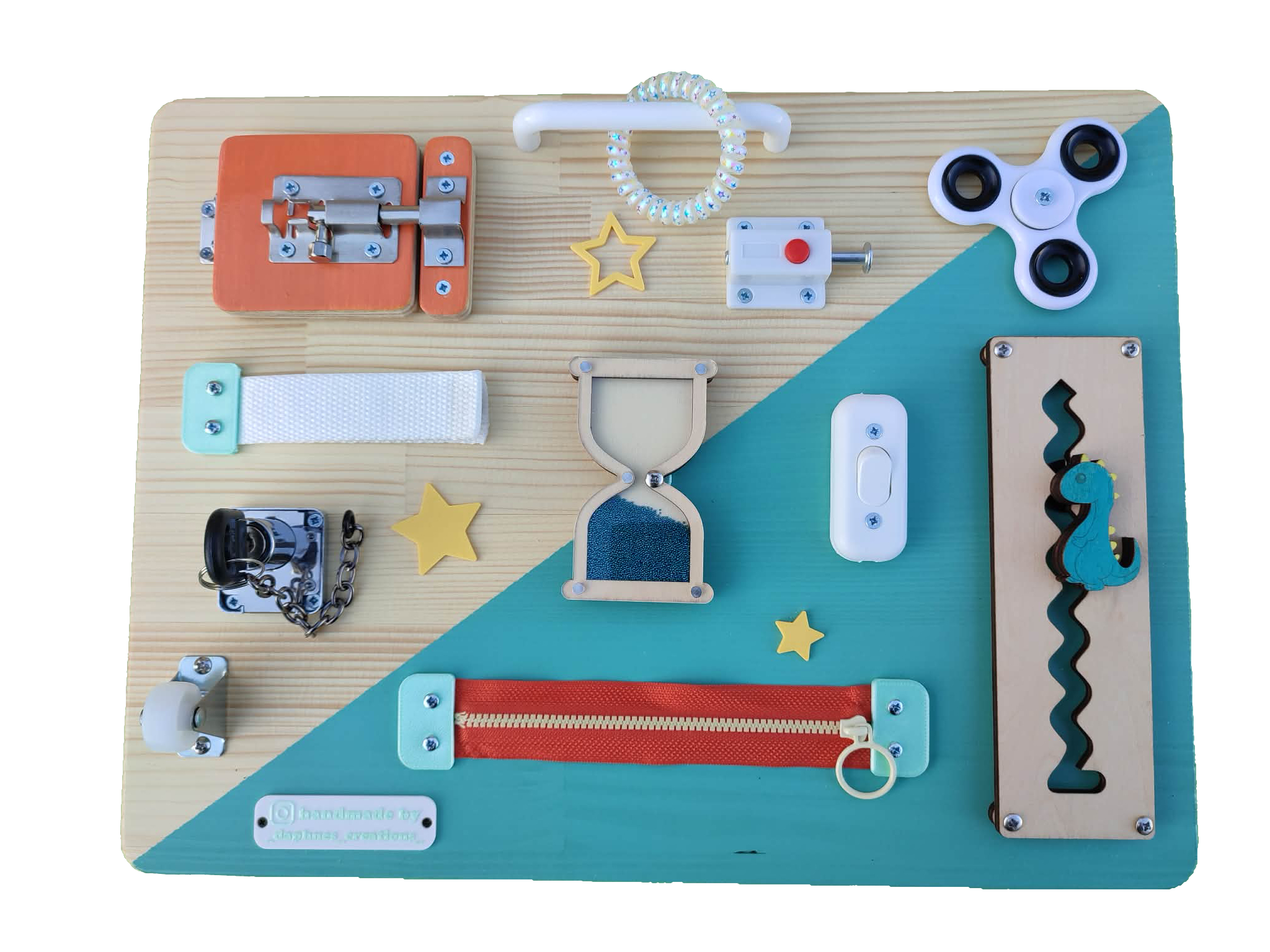 Χειροποίητο Busy Board 40x30cm από ξύλο ελάτης.