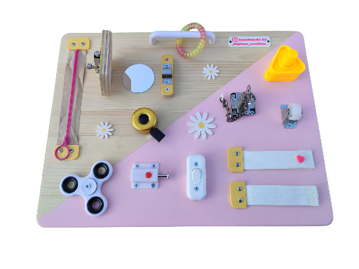 Χειροποίητο Busy Board 40x30cm από ξύλο ελάτης.