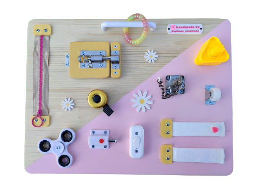 Χειροποίητο Busy Board 40x30cm από ξύλο ελάτης.