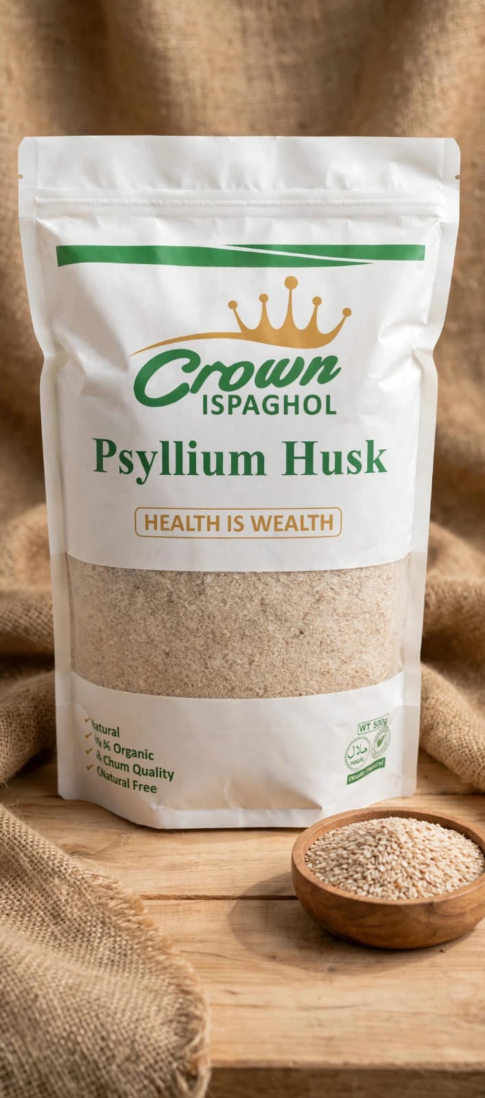 Crown Ispaghol Psyllium Husk 500 g /Ispaghol pakistani premium quality 100 pure