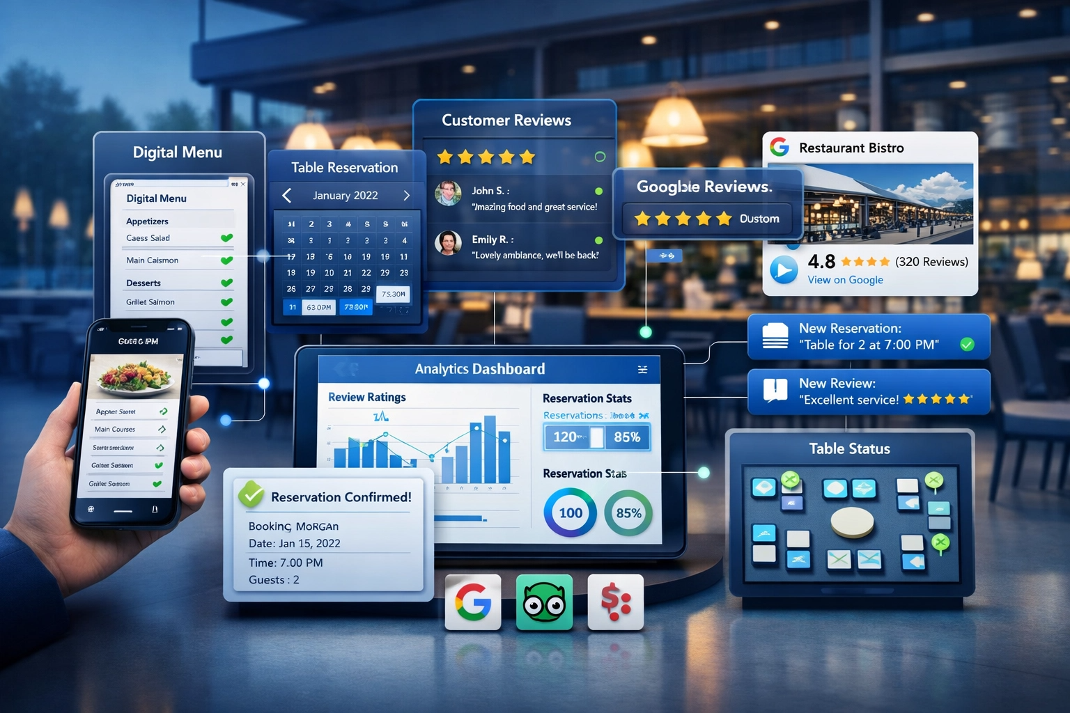 🍽️ Solução completa de menu digital, reservas e pesquisa de satisfação para restaurantes
