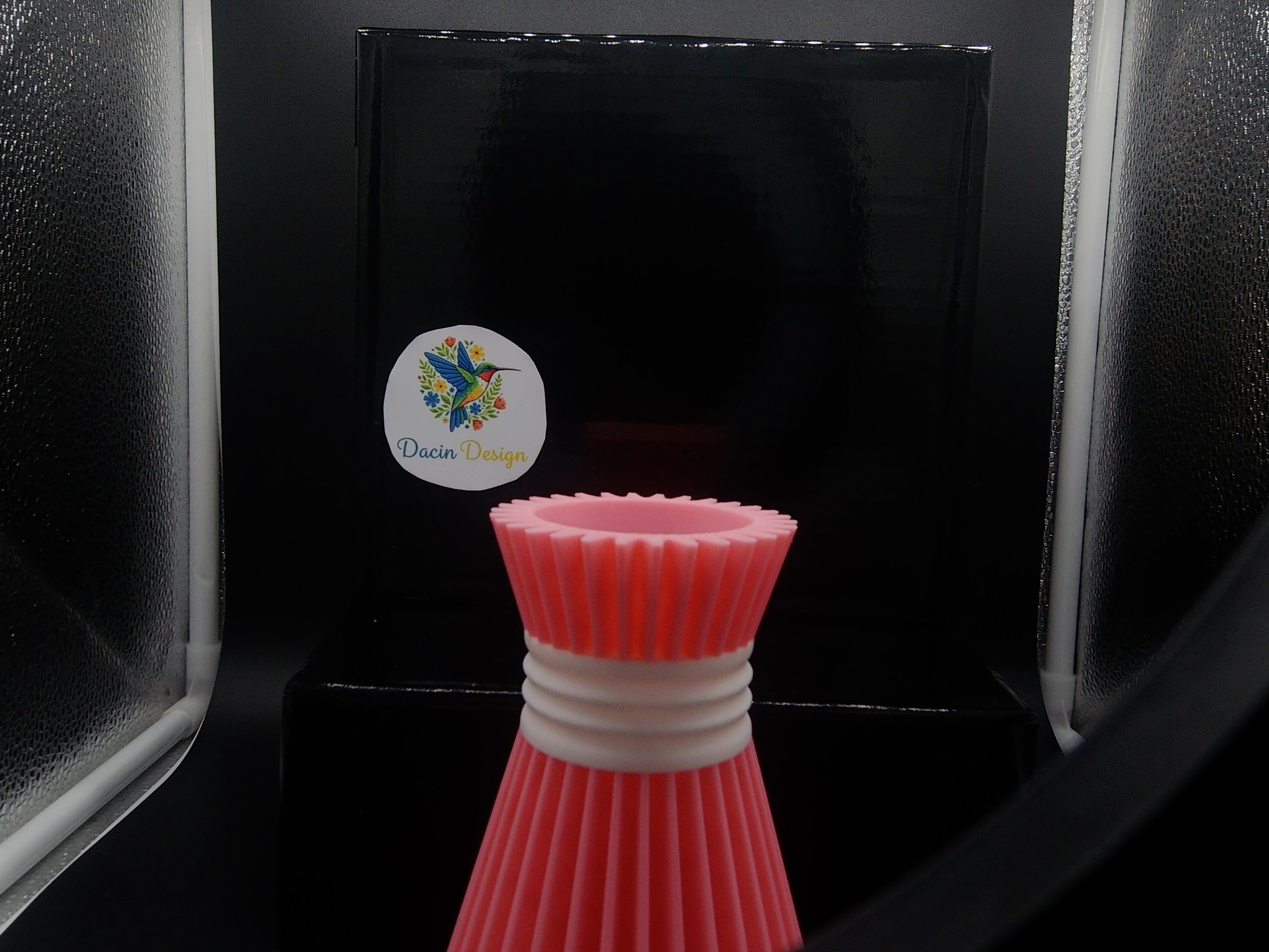 Pink Ribbed Vase