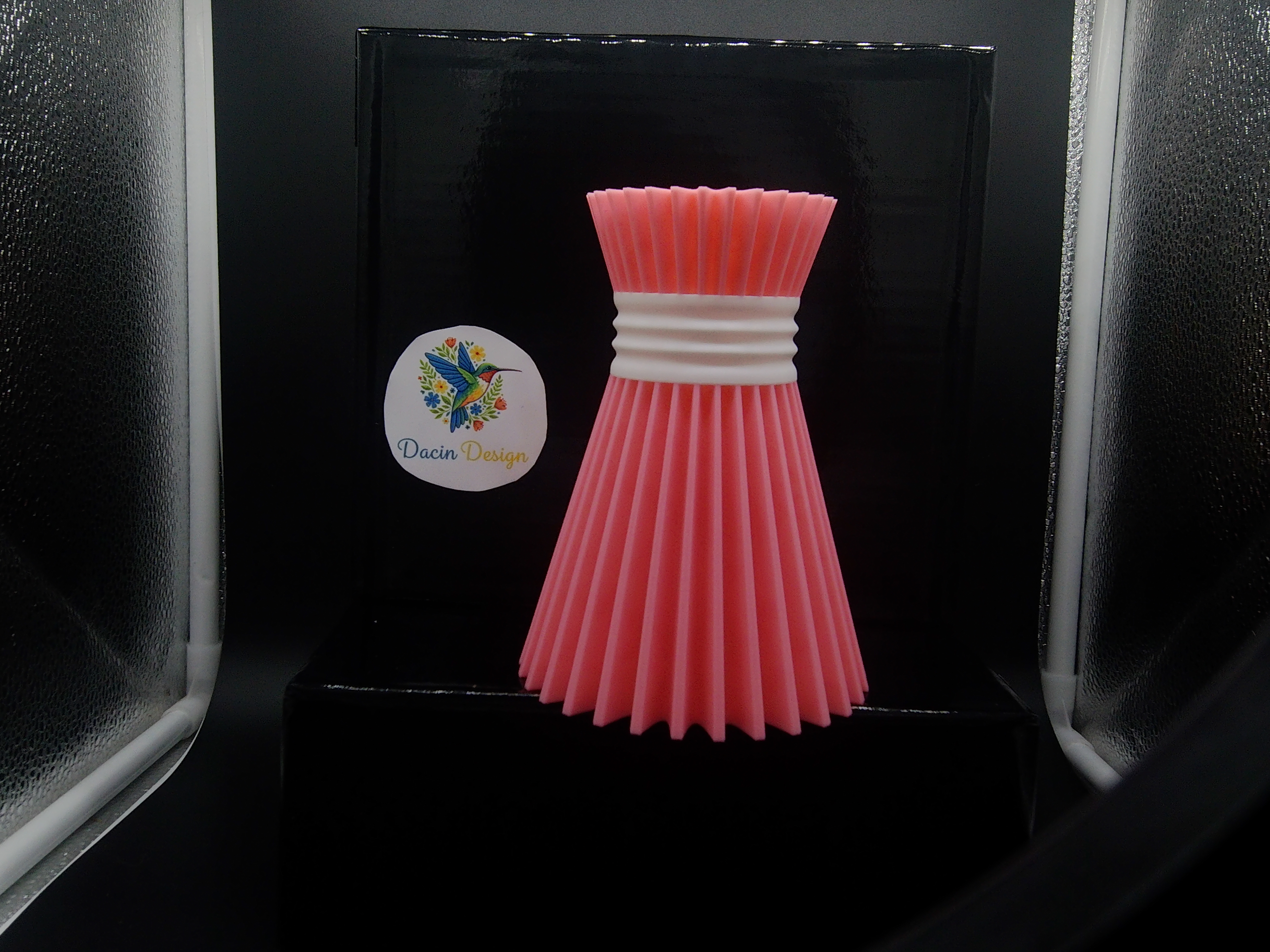 Pink Ribbed Vase