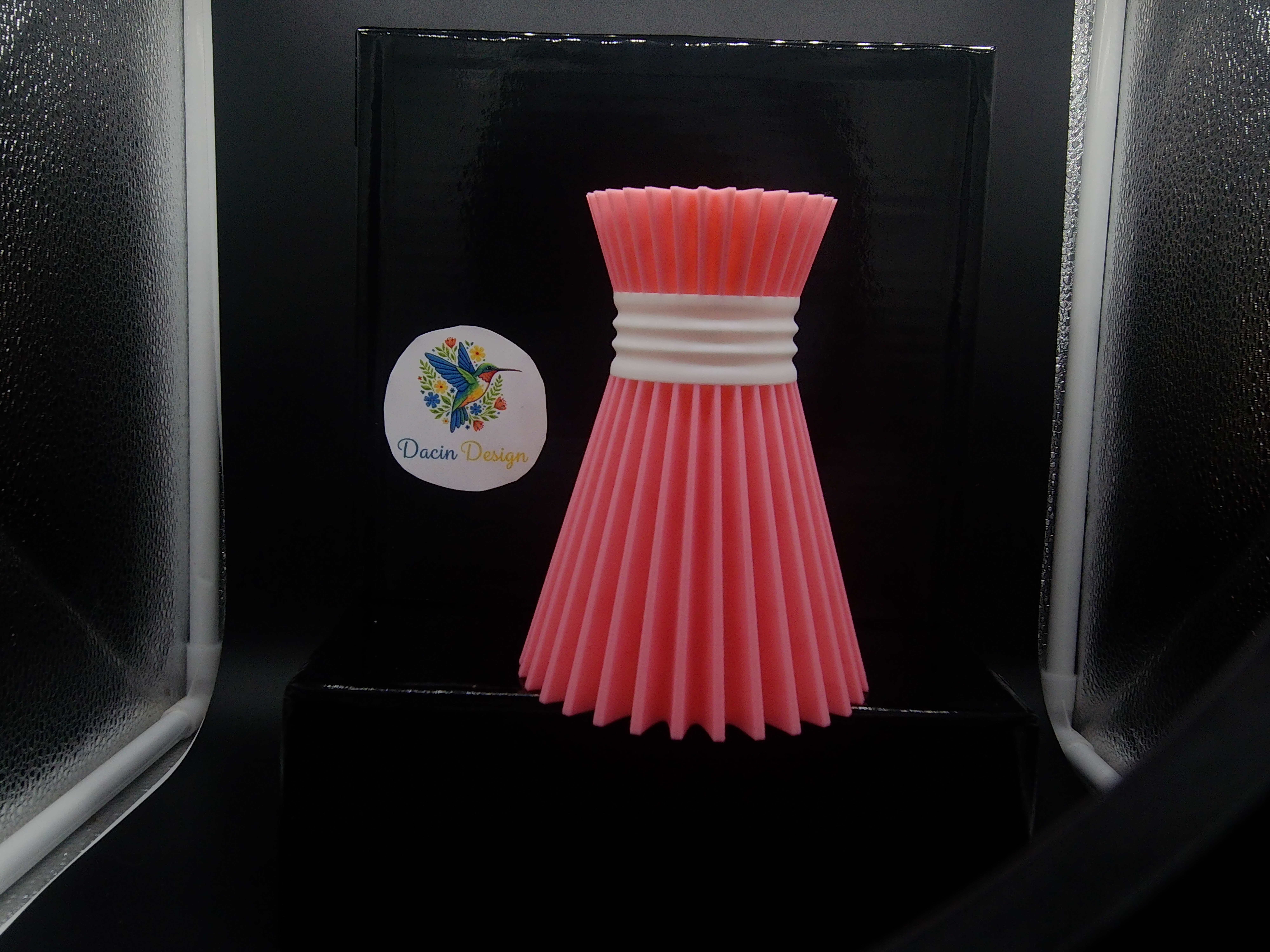Pink Ribbed Vase