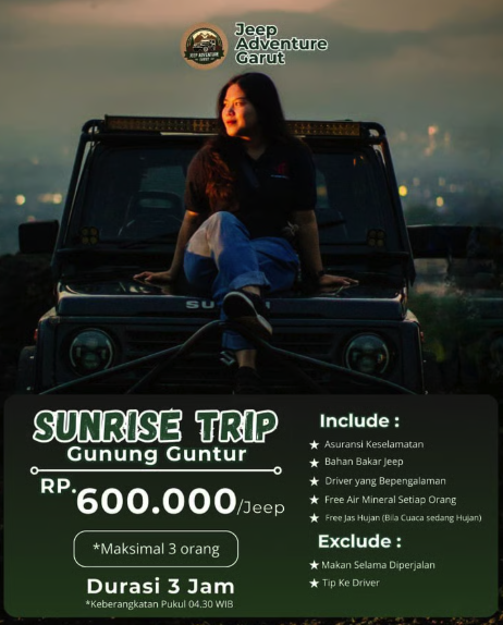 🚙 PAKET 2 – HEALING + JEEP ADVENTURE GUNUNG GUNTUR