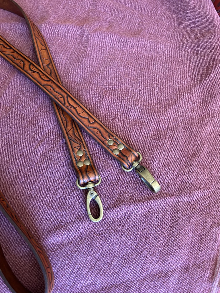 Hand tooled Pirate Map Double Dog Leash