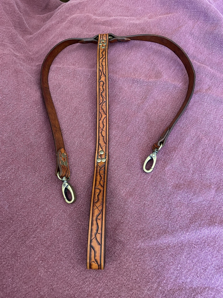 Hand tooled Pirate Map Double Dog Leash