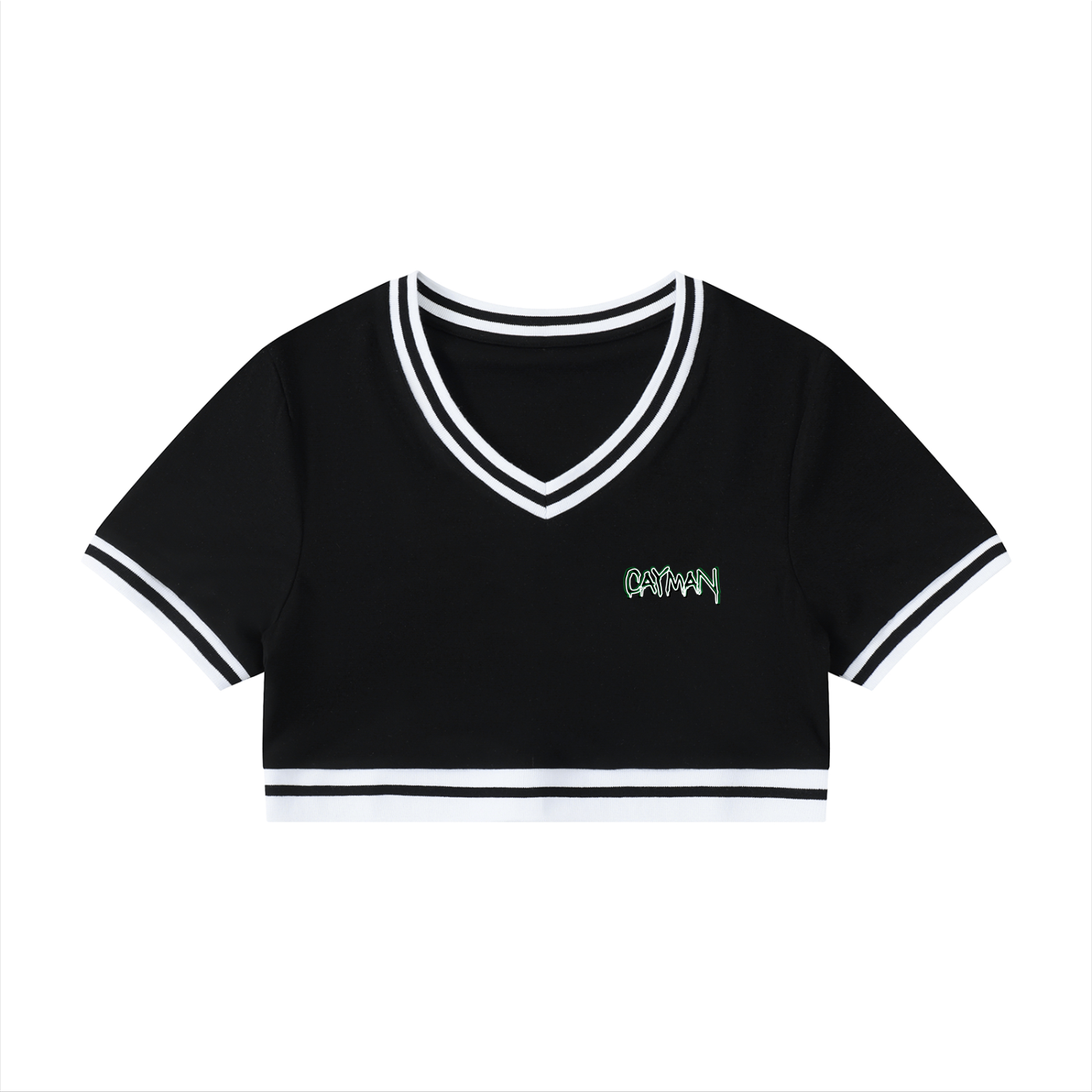 Cayman - Black Varsity Crop Top
