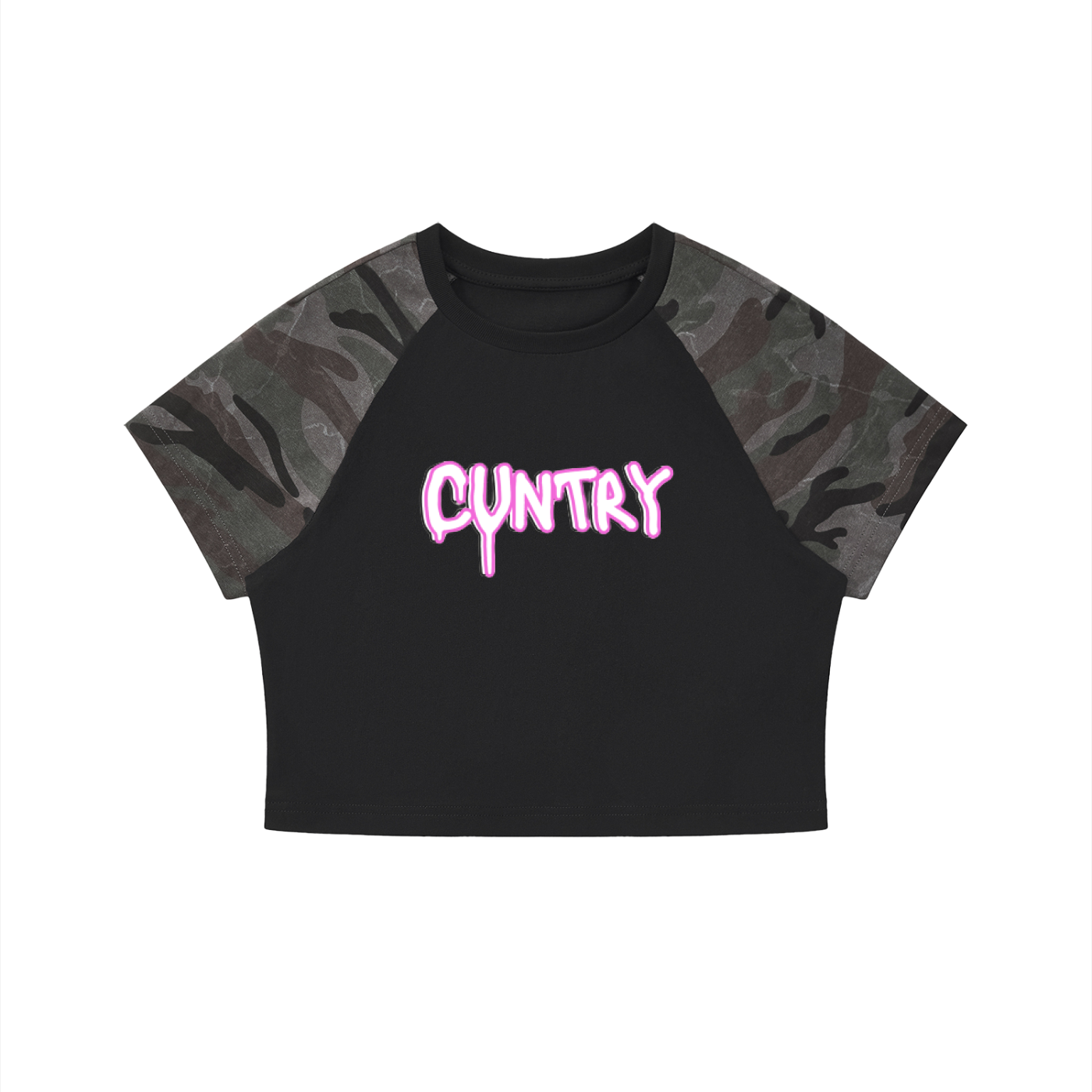 CUNTRY - Dark Camo Sleeve Crop Top