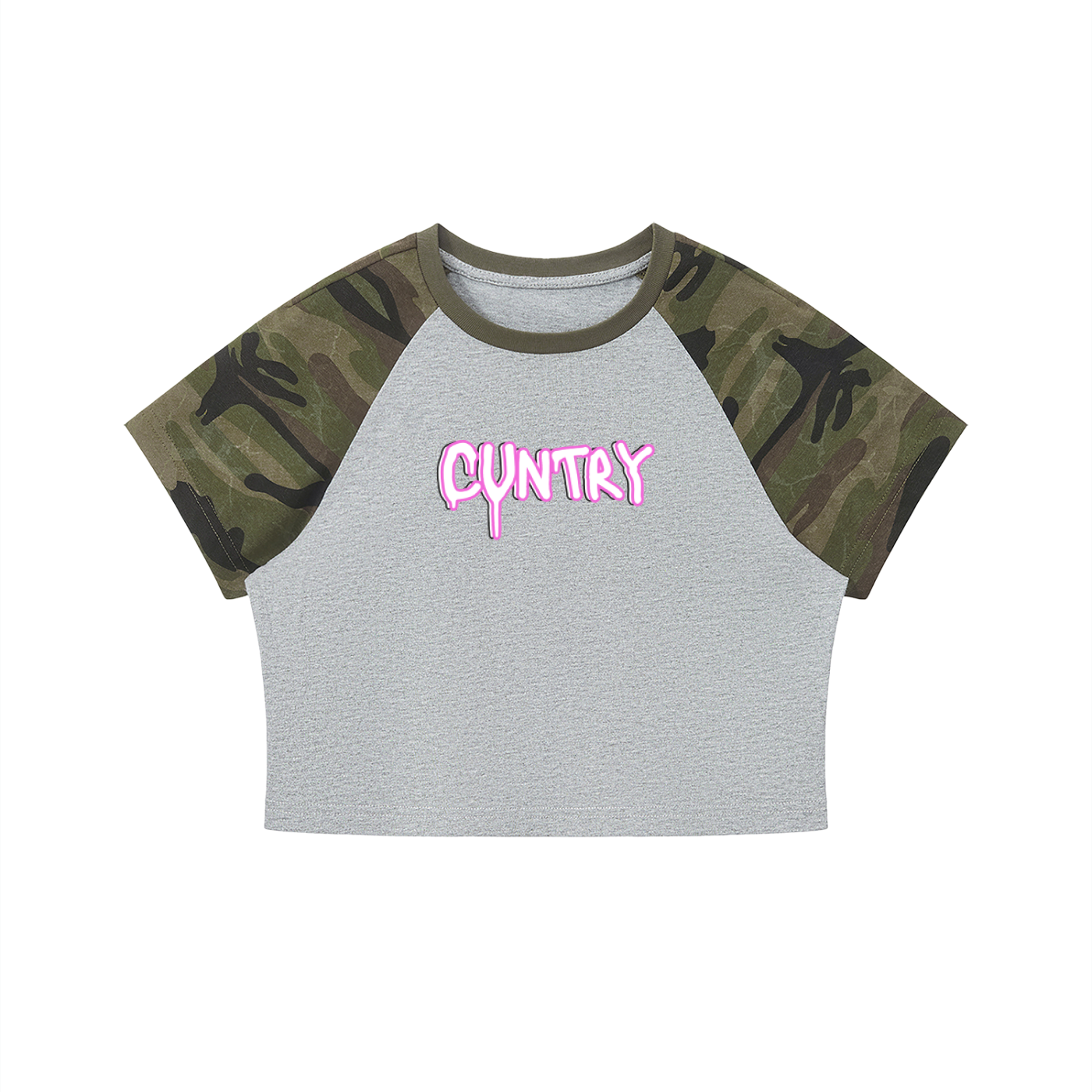 CUNTRY - Light Camo Sleeve Crop Top