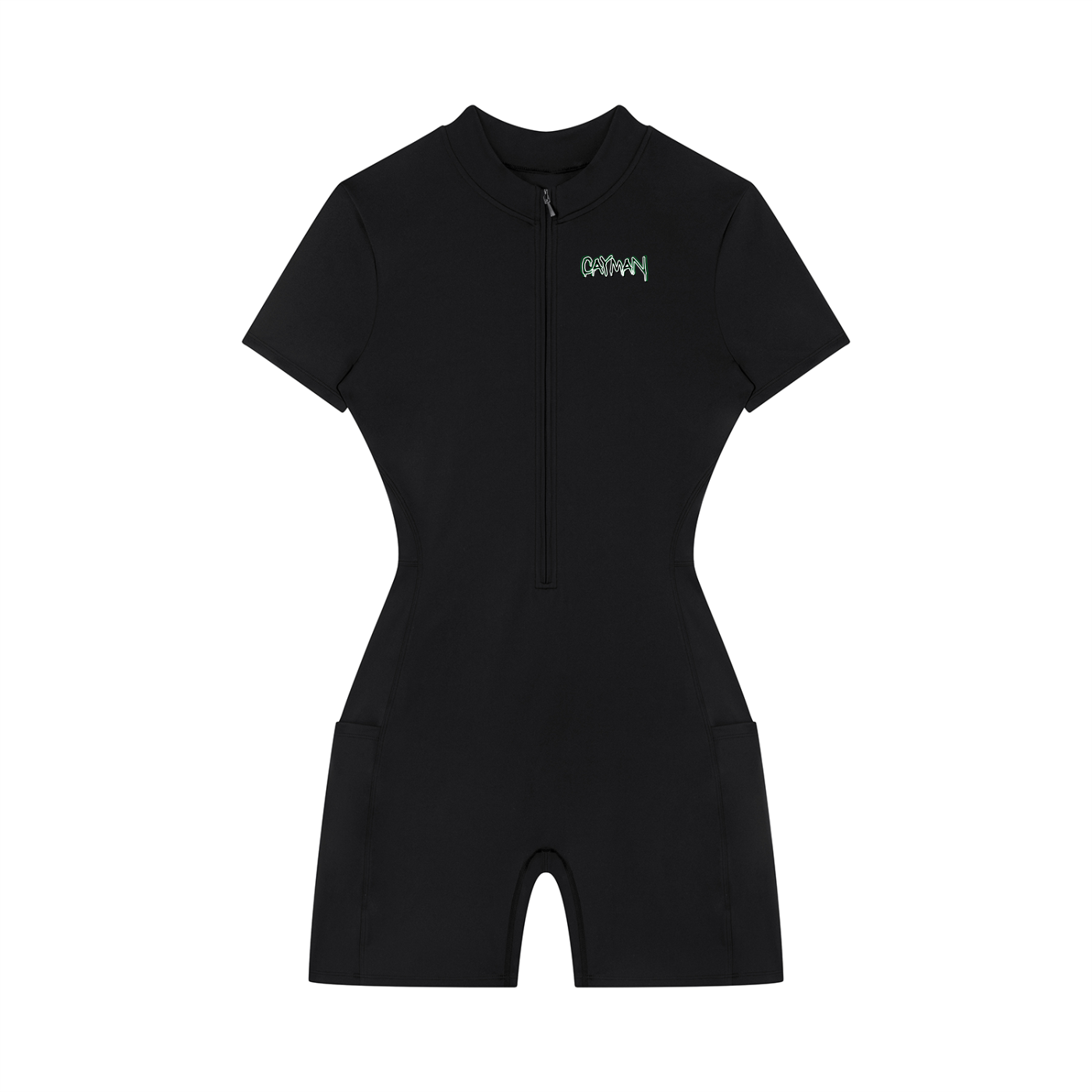 Cayman - Black Short Sleeve Active Romper