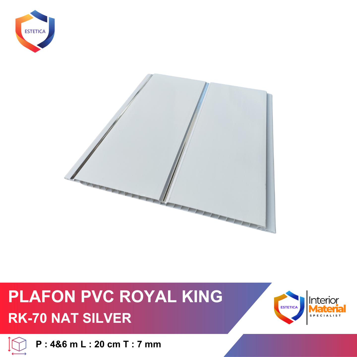 Plafon PVC Royal King RK-70 Nat Silver