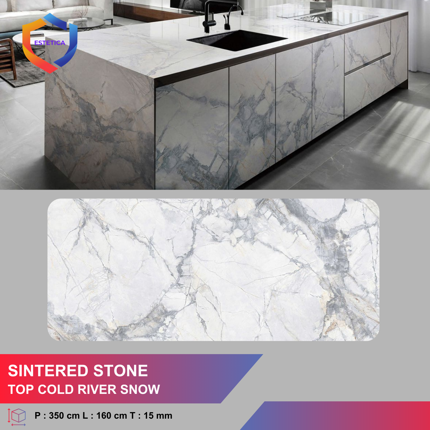 Sintered Stone Top Cold River Snow