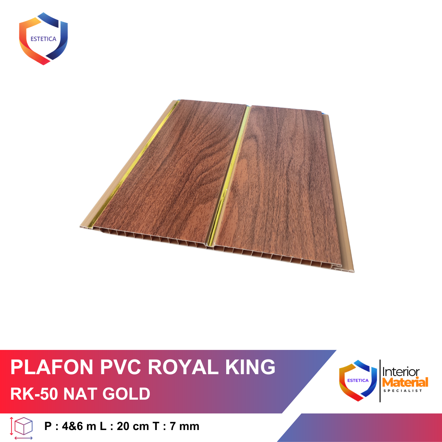 Plafon PVC Royal King RK-50 Nat Gold