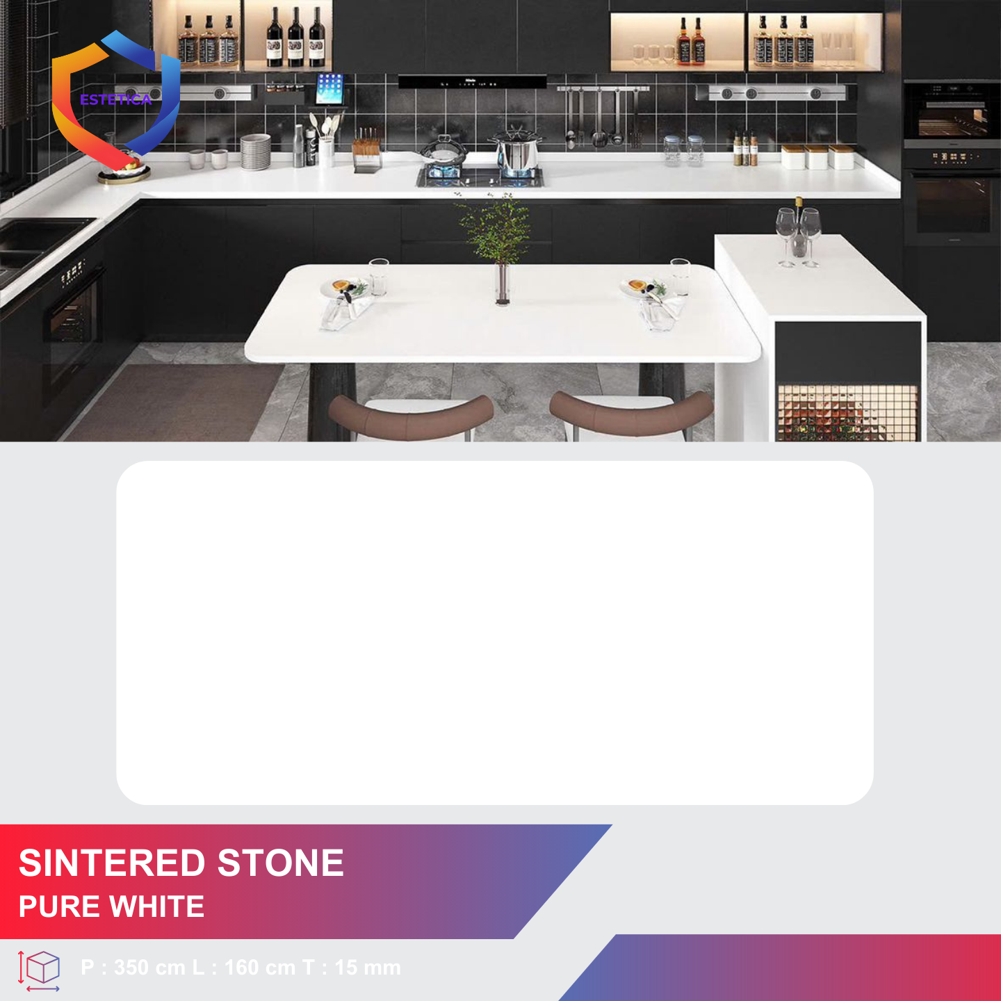 Meja Dapur Sintered Stone Pure White